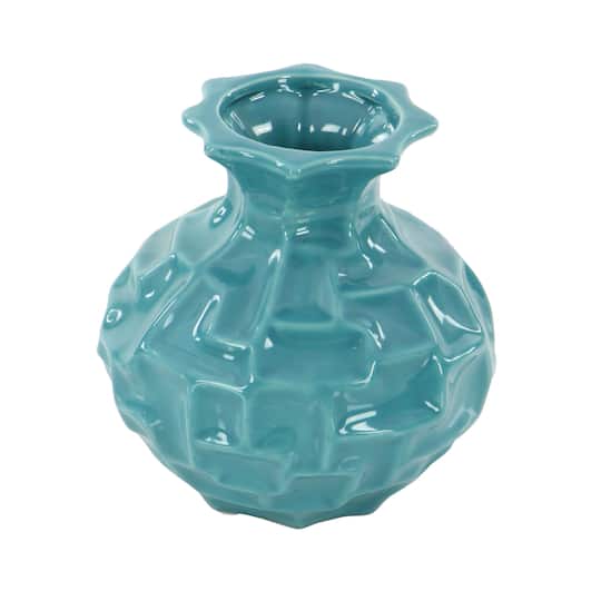 Blue Stoneware Modern Vase Set